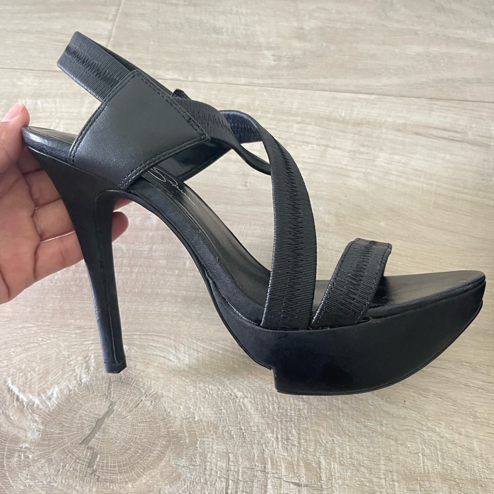 Jessica Simpson Black Platform Sandals with Stiletto Heel